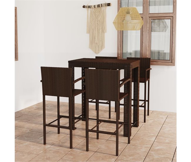 Muebles de bar de jardín   ratán PE reposabrazos Marron