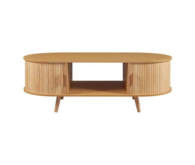 Mesa de centro Nordkapp con estantes MDF bambú [en.casa] Marron