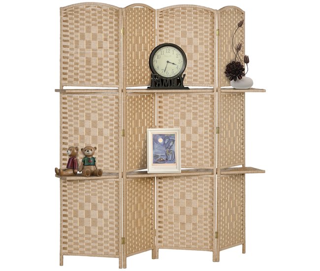 Biombo Fibra de Papel HOMCOM, hogar - decoración Marron