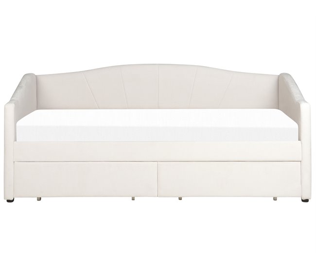 Beliani Cama con almacenaje Poliéster VITTEL 214x98 Beige