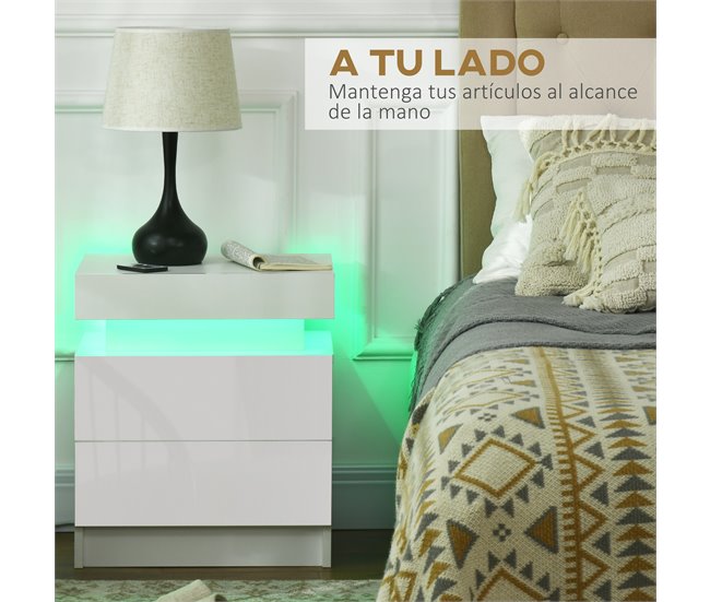 Mesita de Noche Melamina de Madera HOMCOM 45 Blanco