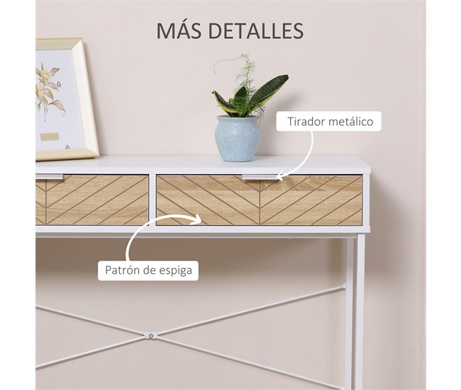 Mesa de Consola Metal, Melamina de Madera HOMCOM 100 Blanco