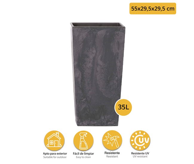 Doble set de Maceta alta 35 L Prosperplast Urbi Square Effect Antracita