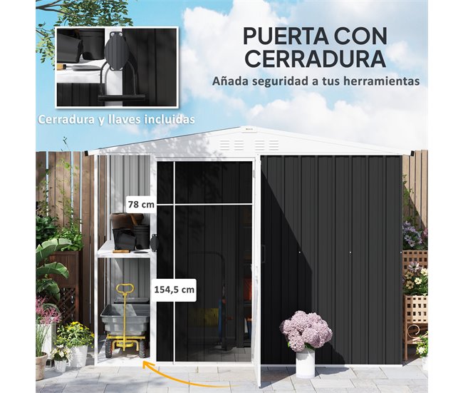 Caseta de Jardín Acero Galvanizado Outsunny Gris