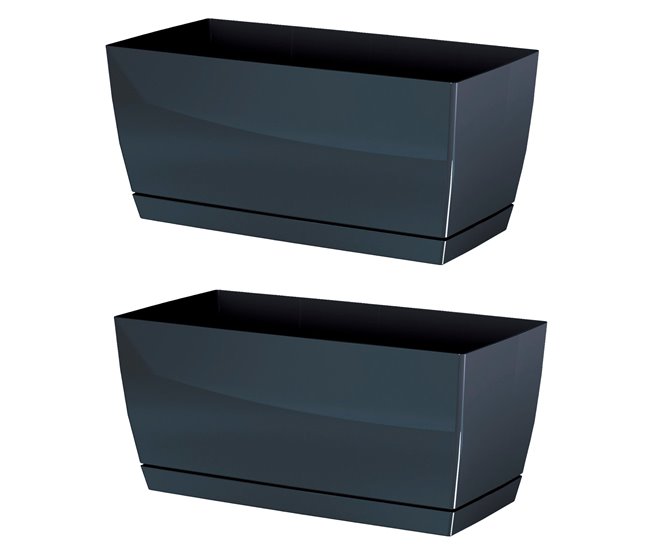2x Jardinera de plastico Coubi Case P Grafito