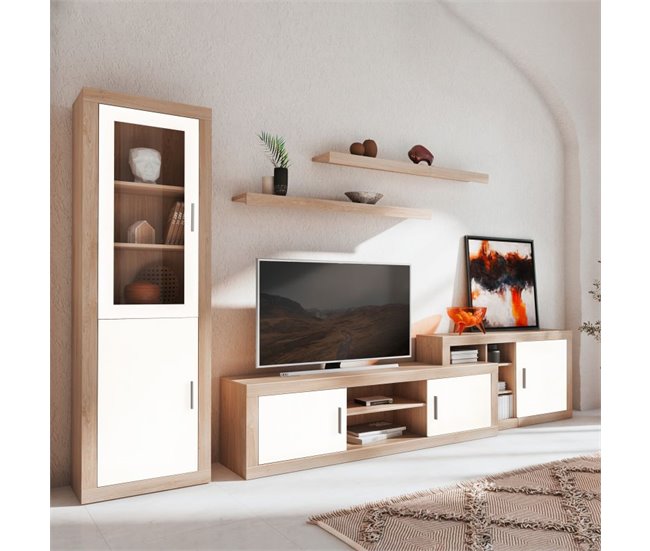 Vitrina Nuka 2 puertas 60 Natural/ Blanco