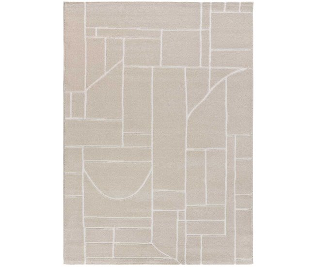 Alfombra geométrica con relieve HL-ETHNIC - ATTICGO 80x150 Crema