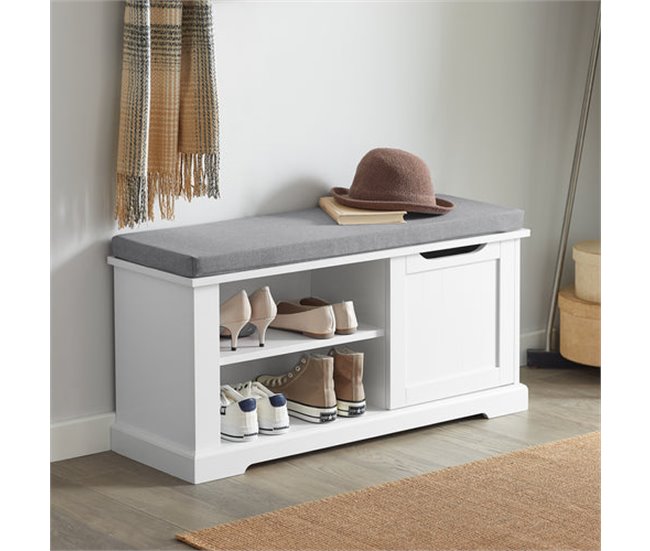Mueble recibidor Zapatero con Perchero FSR84-W+FRG282-W SoBuy Blanco