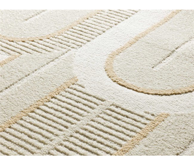 Alfombra geométrica con relieve FLORA - ATTICGO 200x290 Blanco/ Beige