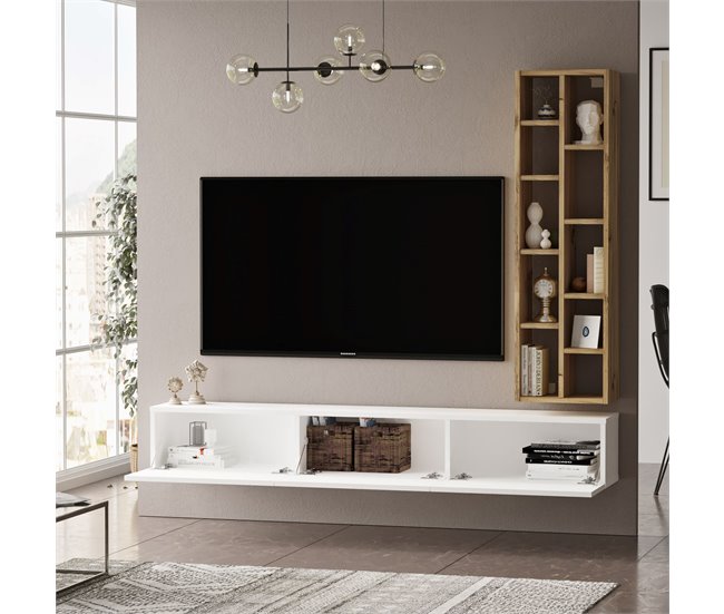 Mueble Para Tv Y Estantería Luvio Blanco