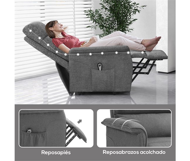 Sillón Levanta Personas Poliéster, Acero HOMCOM Gris