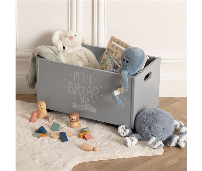 Baúl Bazar Contemporáneo con Ruedas 48 Gris