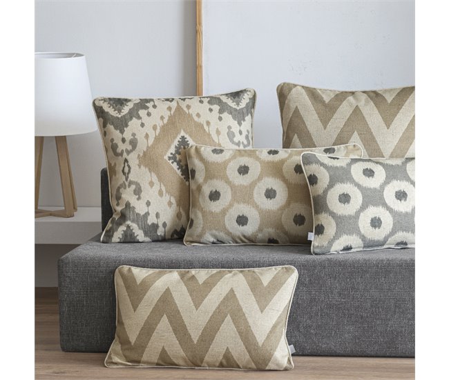 2 Fundas de cojín decorativo 85% algodón 15% lino PORTIA MAXI Beige