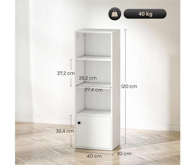 Estantería para Libros Melamina de Madera, MDF HOMCOM Blanco