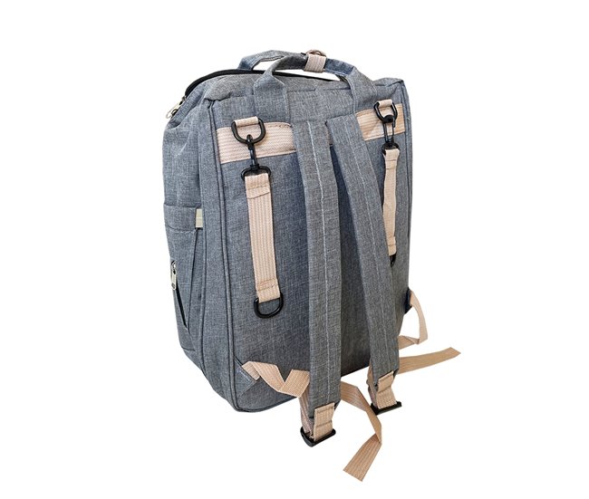 Acomoda Textil – Mochila Cambiador de Pañales para Bebé con Cuna. Gris