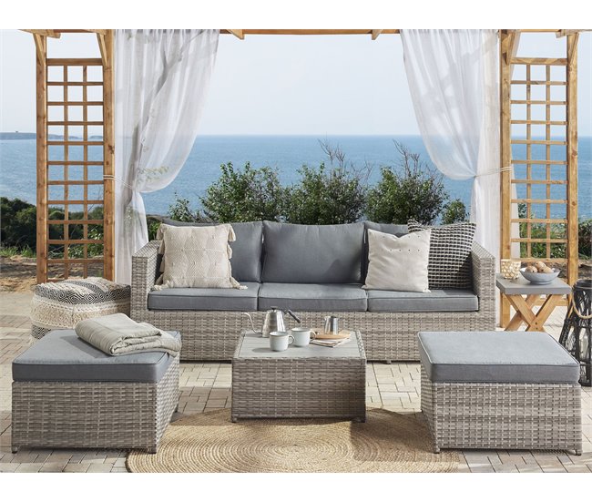 Beliani Conjunto de jardín SABBIA Gris Claro