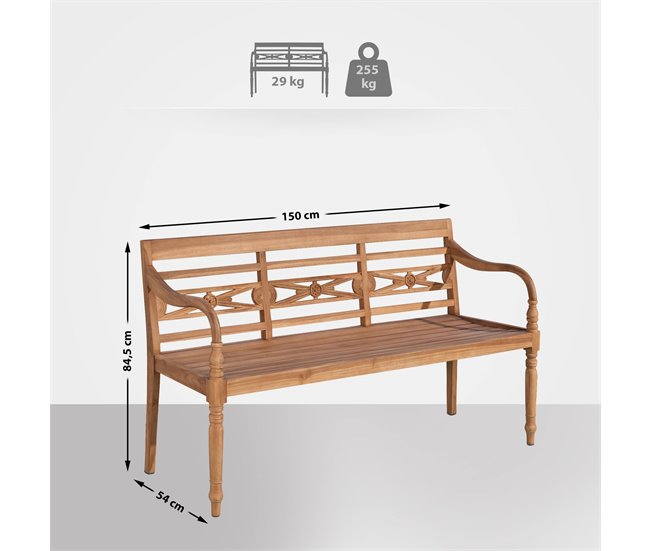 Banco para el jardín Maryland de teca 150x54 Marron