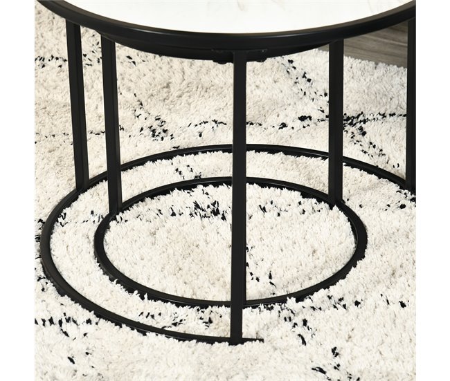 Juego de 2 Mesas Auxiliares Acero y MDF HOMCOM 60x60 Blanco