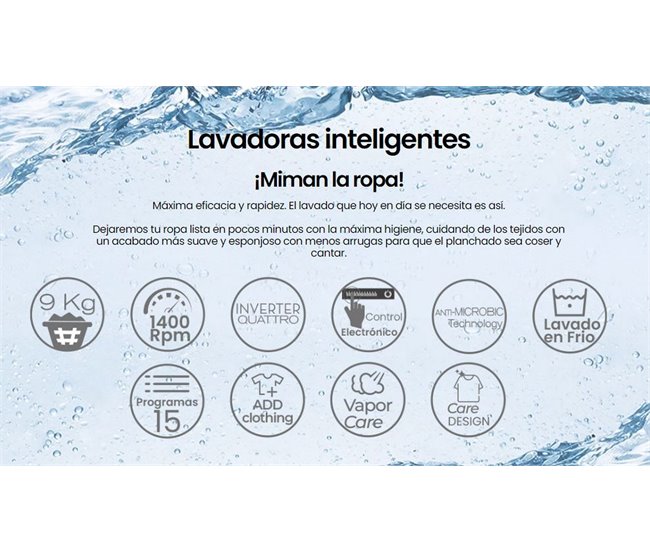 Lavadora Infiniton WM-N94ADK, 9 kg, 1400 rpm, Inverter, A Negro/ Inox