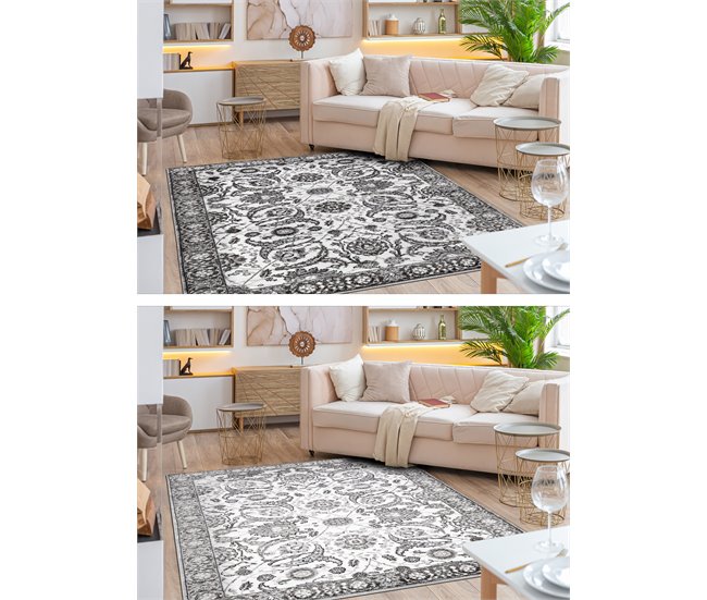 Alfombra MATEO 8037/644 Moderna marco flores estructural 120x170 Gris