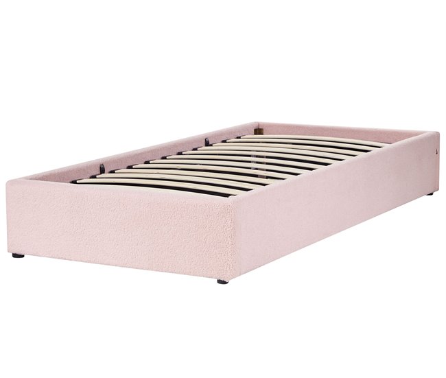 Beliani Cama con somier Bouclé DINAN 97x214 Rosa Talco