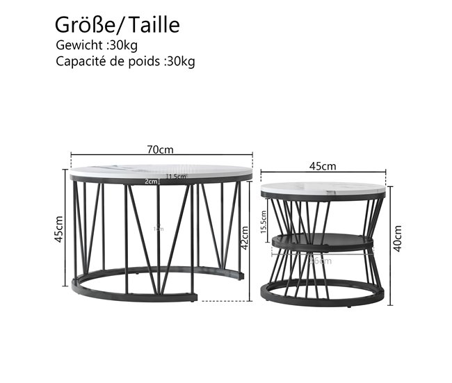 Mesa de centro, mesa auxiliar, mesa de esquina. 70x45 Blanco