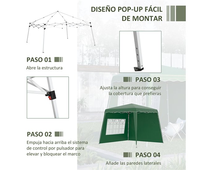 Carpa Plegable Tela Oxford, Acero Outsunny 289x289 Blanco
