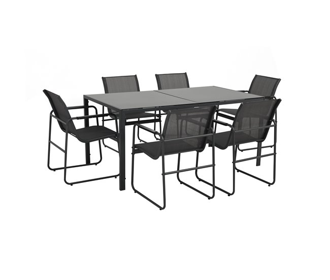 Set de jardín ARDEN con mesa y 6 sillas color gris Gris Oscuro