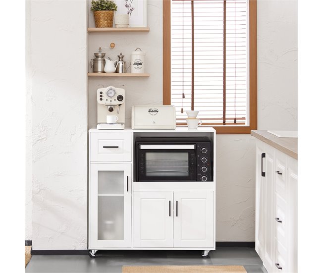 Aparador de Cocina para Microondas con Ruedas SoBuy FSB78-W 40 Blanco