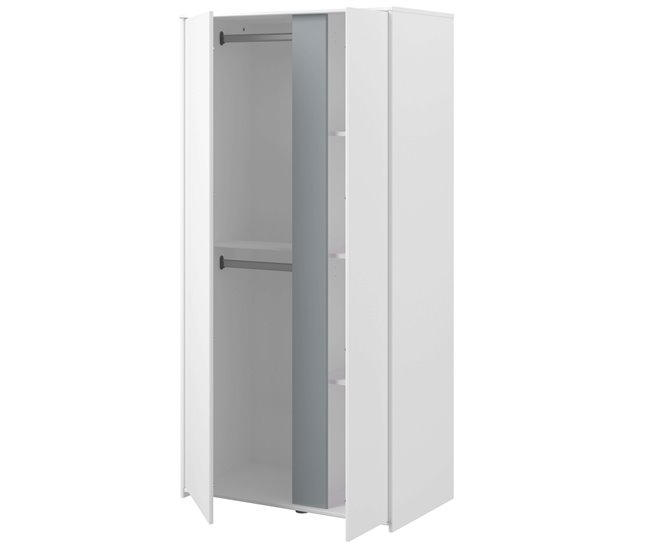 Armario Juvenil Germain 2 Puertas Melamina Moderno Blanco