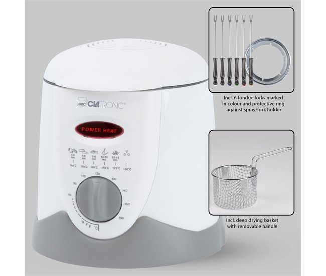 Freidora Fondue Clatronic FRR 2916 Blanco/ Gris