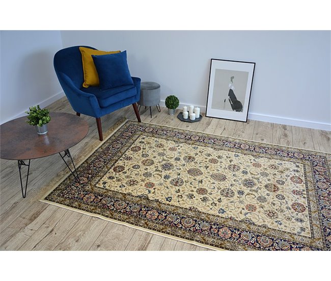 Alfombra de jacquard WINDSOR 22933 Recuadro Flores 160x230 Beige