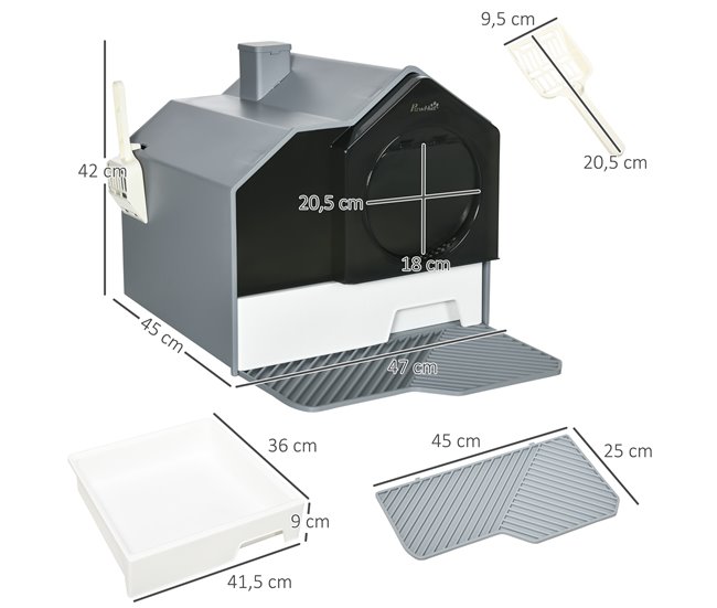 Arenero para Gatos PP, ABS PawHut Gris