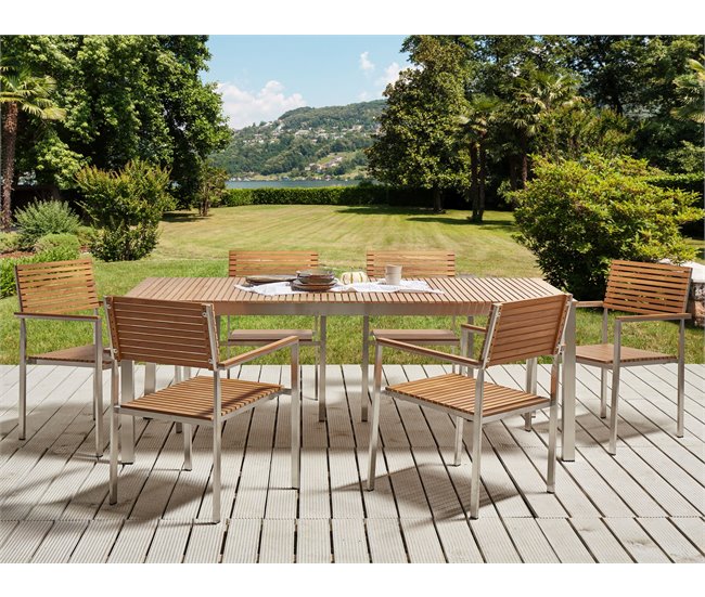 Beliani Conjunto de comedor VIAREGGIO Madera Clara