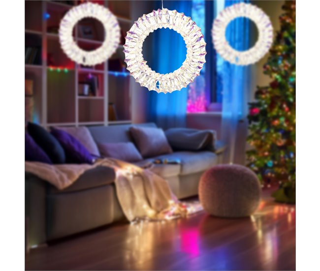 Corona metálica Luminosa con 50 micro LED de diseño retorcido Multicolor