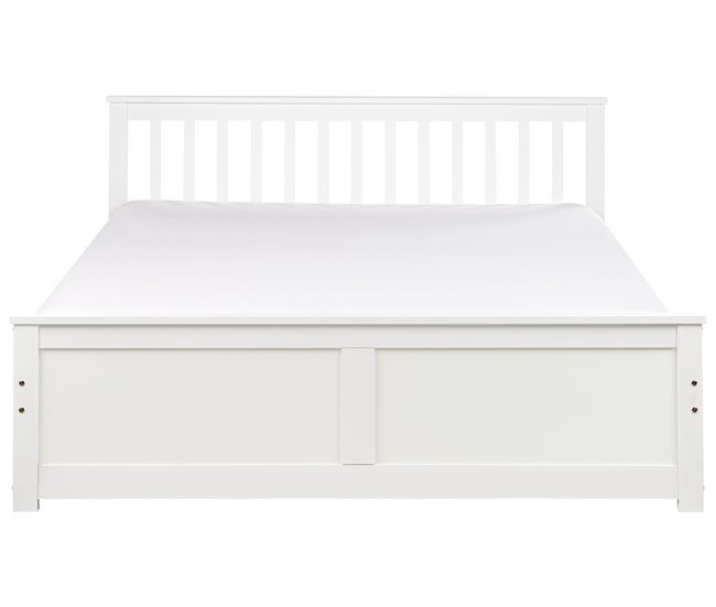 Beliani Cama Madera de pino OLENDON 169x206 Blanco