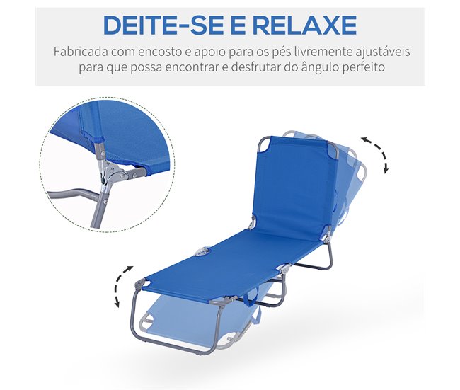 Tumbona Plegable Metal, Tela Oxford Outsunny Azul
