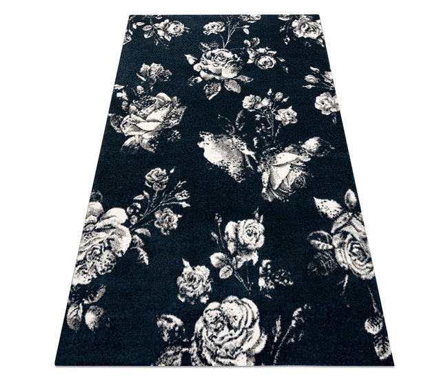 Alfombra GNAB Flores rosas 140x200 Azul Marino