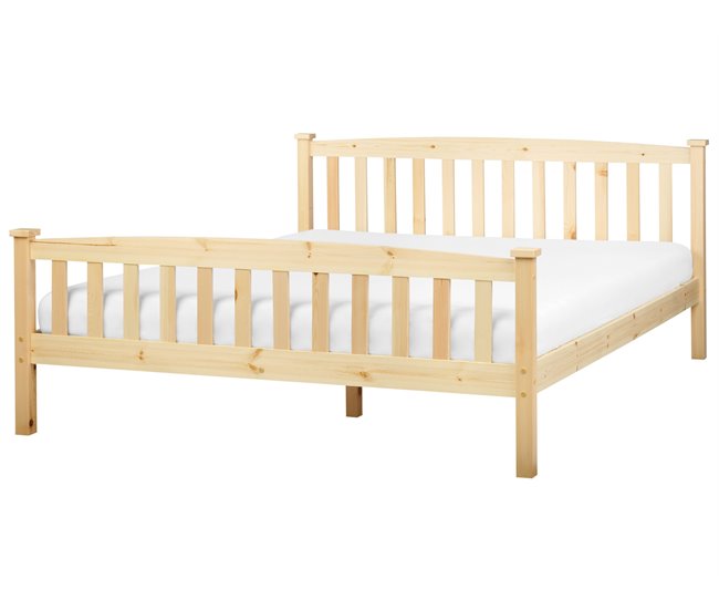 Conforama Cama con somier de madera clara 160 x 200 cm GIVERNY