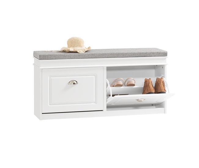 Zapatero Banco con 2 solapas FSR64-W SoBuy 104 Blanco