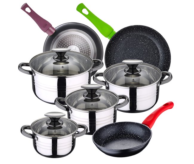 Bateria de cocina 8 piezas sartenes Multicolor