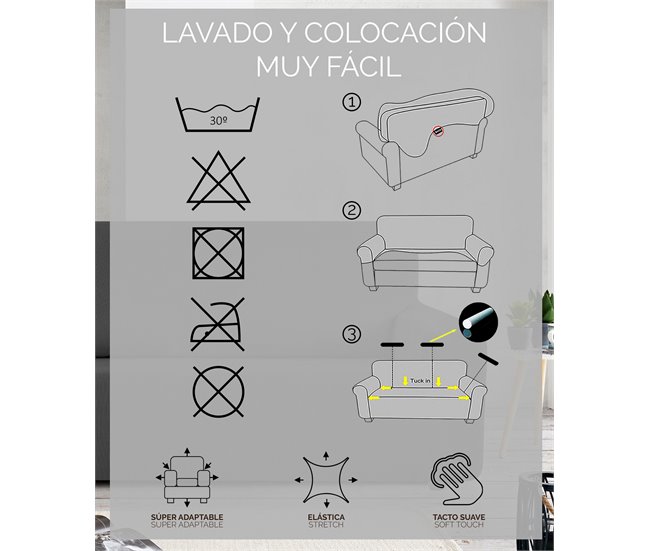 Vipalia Funda de Sofá Elástica Adaptable. Modelo Rustica. Azul