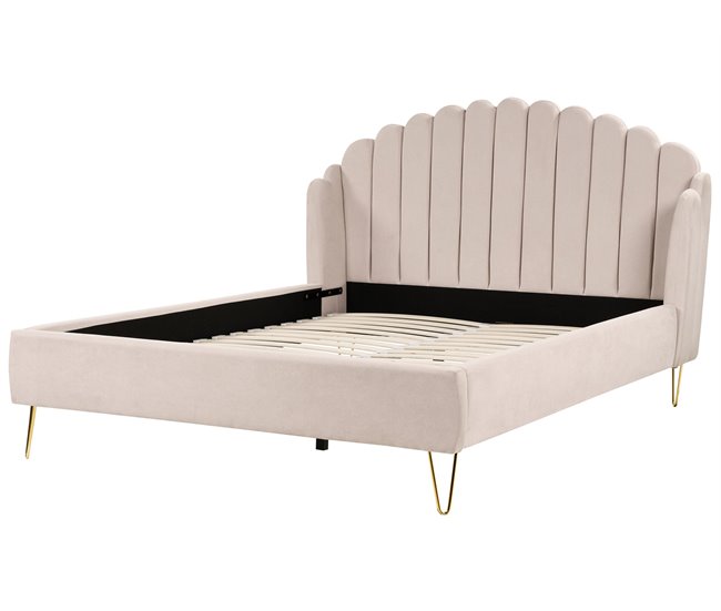 Beliani Cama con somier Poliéster AMBILLOU 197x214 Beige