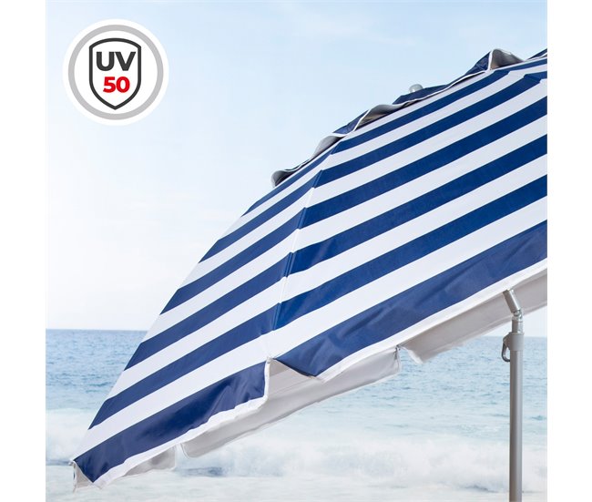 Aktive Sombrilla playa antiviento 8 varillas marinera Azul Marino