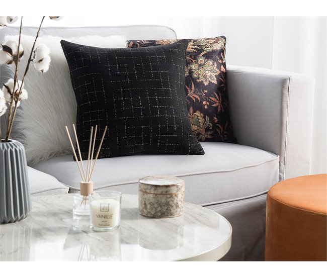 Beliani Cojín decorativo BELLFLOWER Negro