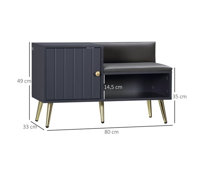 Banco Zapatero Melamina de Madera, Acero HOMCOM Gris