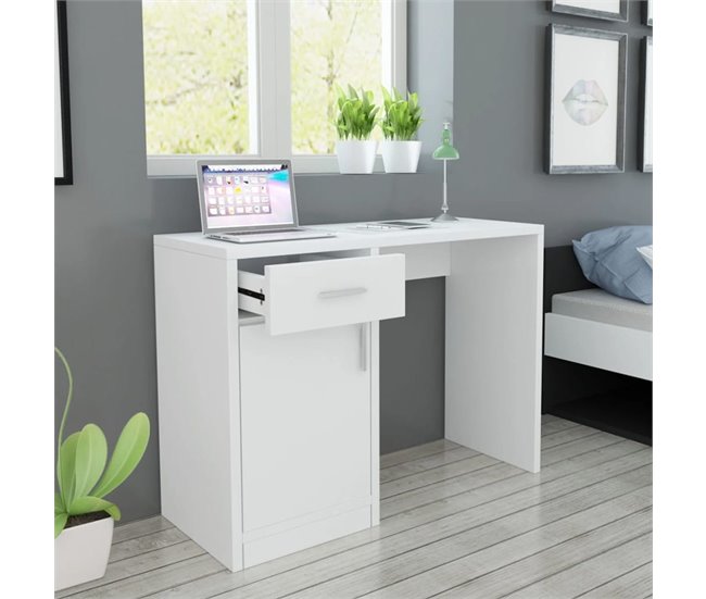 Escritorio Humber cajón + armario 100x40 Blanco