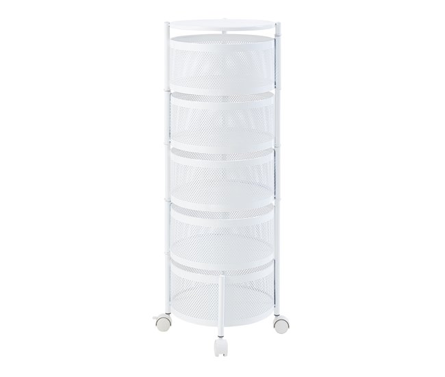 [en.casa] Carrito de cocina Steigen con 5 cestas redondas acero 33 Blanco