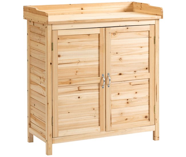 Armario de Almacenaje Madera de Abeto Outsunny Marron