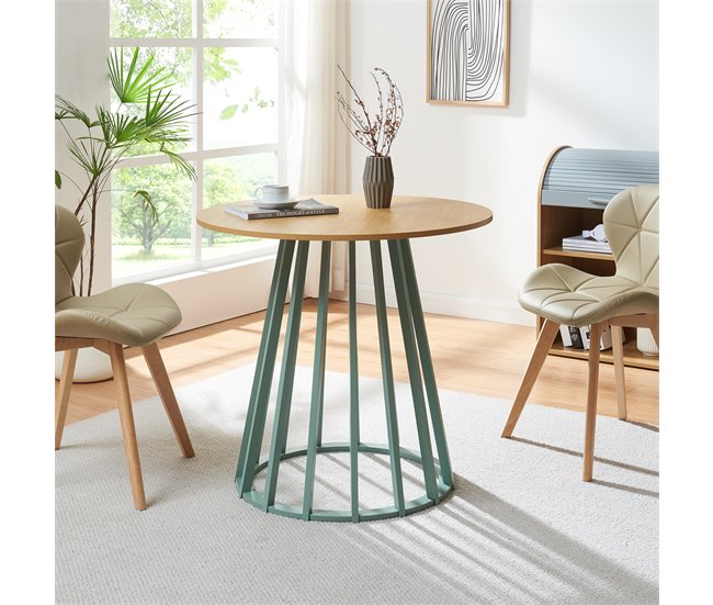 Mesa de comedor Lensuu redonda [en.casa] Verde